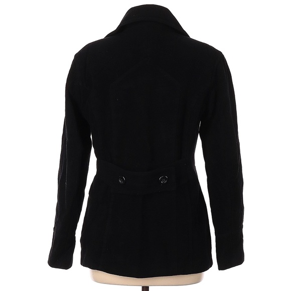 Womens St. John’s Bay Black Wool Peacoat - Picture 2 of 7